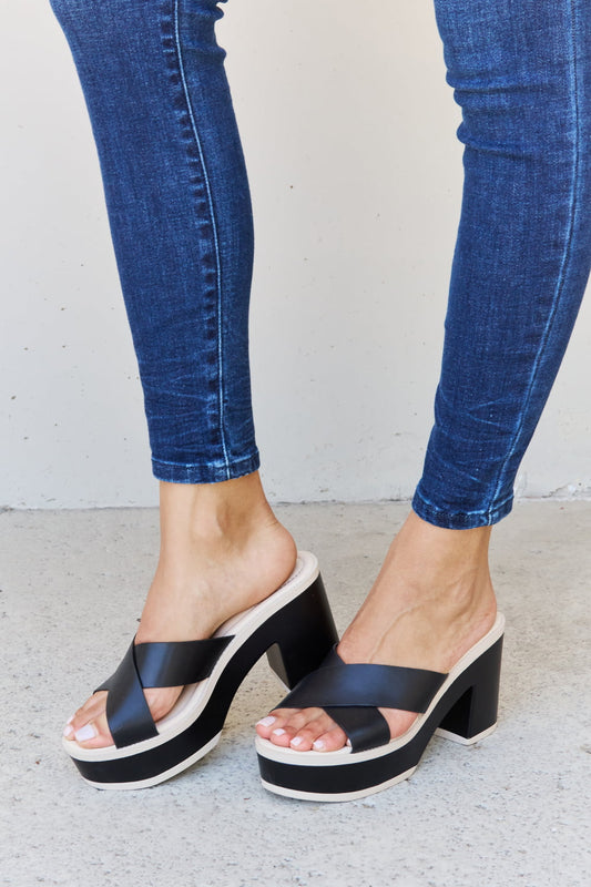 Weeboo Cherish The Moments Contrast Platform Sandals in Black Shop One Place