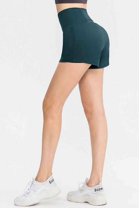 Wide Waistband Sports Shorts with Pockets Shop One Place
