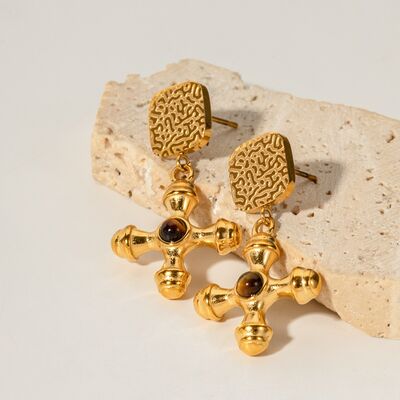 Gold-Plated Stainless Steel Cross Shape Earrings Shop One Place