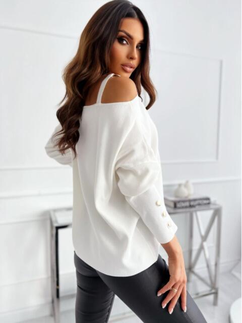 Asymmetrical Neck Buttoned Top Shop One Place