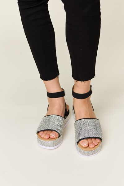 Forever Link Rhinestone Buckle Strappy Wedge Sandals Shop One Place