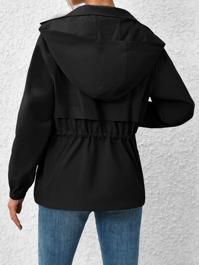 Drawstring Zip Up Hooded Jacket Shop One Place