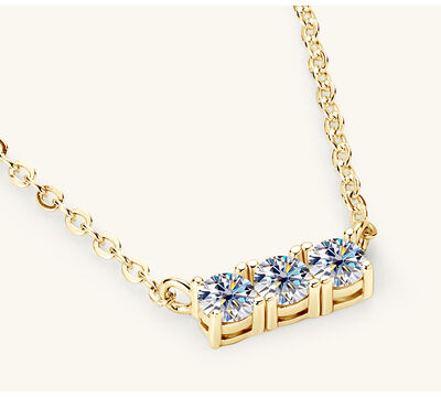 925 Sterling Silver Inlaid Moissanite Bar Necklace Shop One Place
