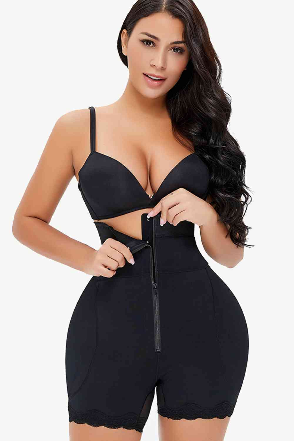 Full Size Spaghetti Strap Lace Trim Shaping Bodysuit Shop One Place