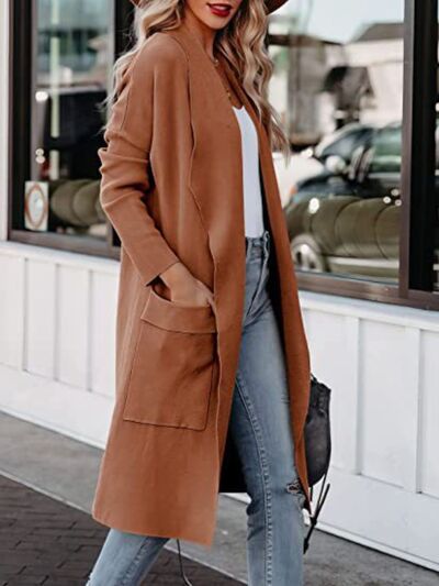 Open Front Dropped Shoulder Outerwear Shop One Place