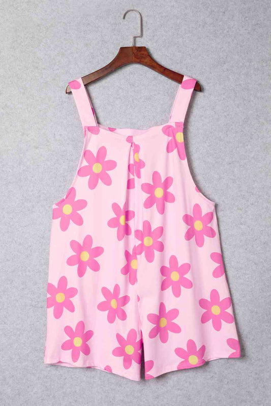 Pocketed Flower Wide Strap Overall Shop One Place