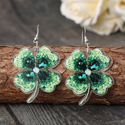 Lucky Clover Acrylic Dangle Earrings Shop One Place