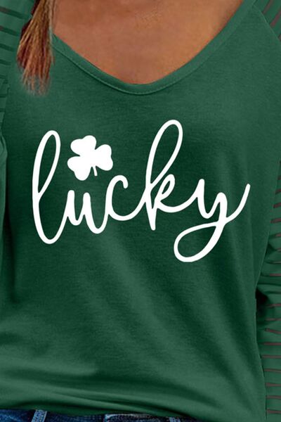 LUCKY V-Neck Raglan Sleeve Blouse Shop One Place