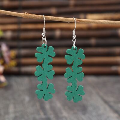 Lucky Clover Wooden Dangle Earrings Shop One Place