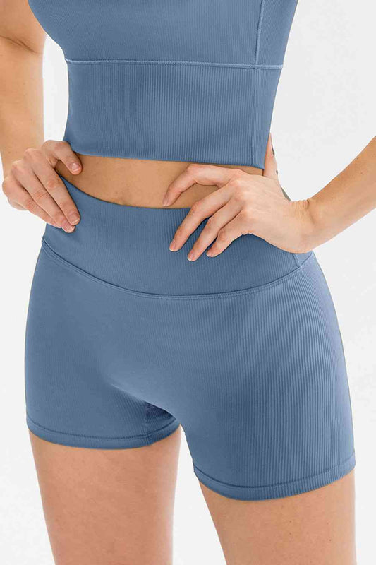 Slim Fit Wide Waistband Sports Shorts Shop One Place