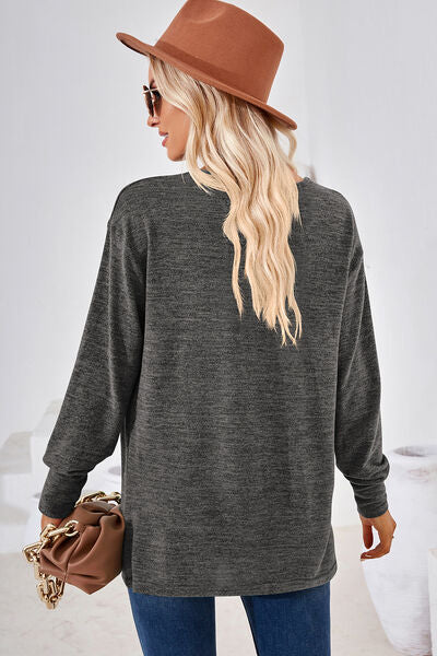 V-Neck Dropped Shoulder T-Shirt Shop One Place