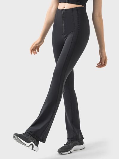 Zipper Detail High Waist Active Pants Shop One Place