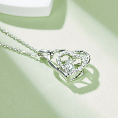 Moissanite 925 Sterling Silver Heart Necklace Shop One Place