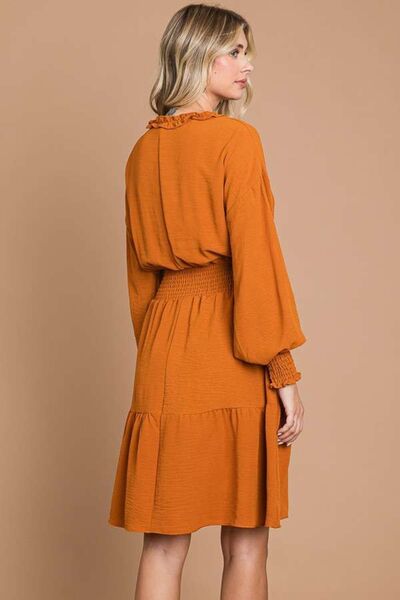 Culture Code Full Size Frill Smocked Lantern Sleeve Mini Dress Shop One Place