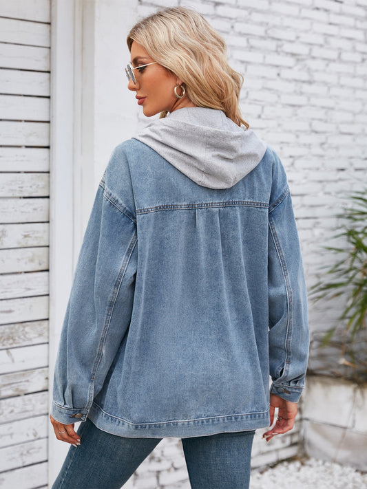 Pocketd Button Up Detachable Hooded Denim Jacket Shop One Place