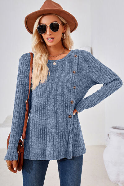 Round Neck Long Sleeve T-Shirt Shop One Place