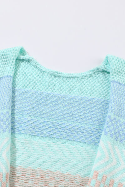 Color Block Pocketed Dropped Shoulder Cardigan Shop One Place