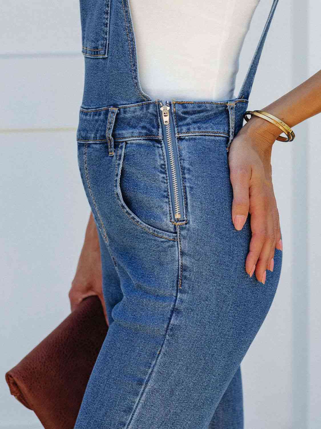 Raw Hem Denim Overall Shop One Place
