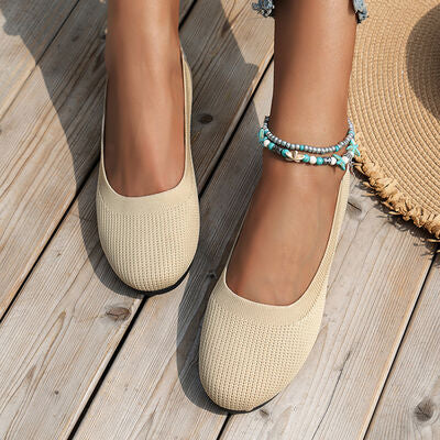Round Toe Knit Ballet Flats Shop One Place