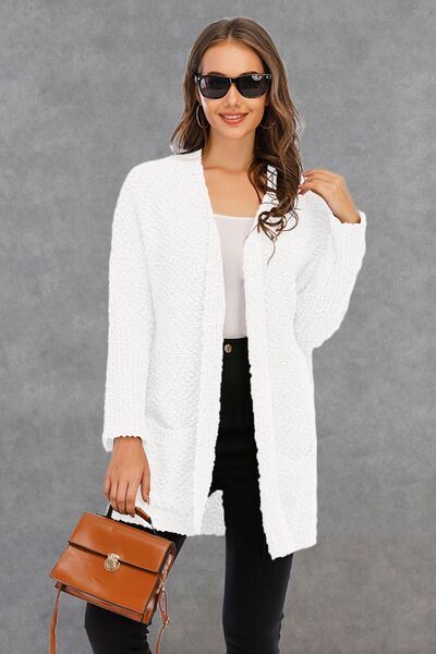 Pocketed Open Front Long Sleeve Cardigan Shop One Place