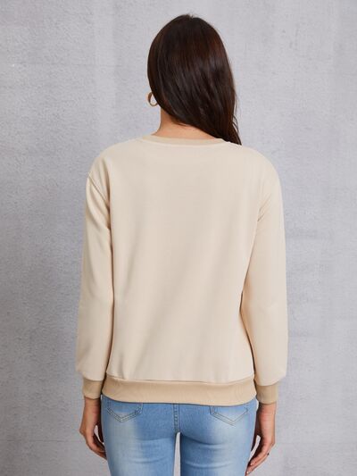 Round Neck Dropped Shoulder Sweatshirt Shop One Place