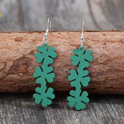 Lucky Clover Wooden Dangle Earrings Shop One Place
