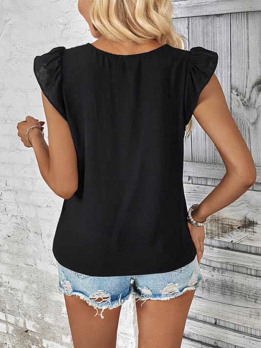 Ruffled V-Neck Tank Shop One Place