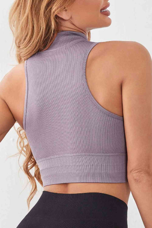 Mock Neck Ribbed Sports Tank Shop One Place