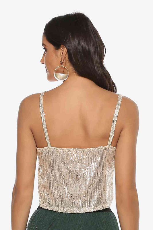 Sequin Cropped Cami Shop One Place