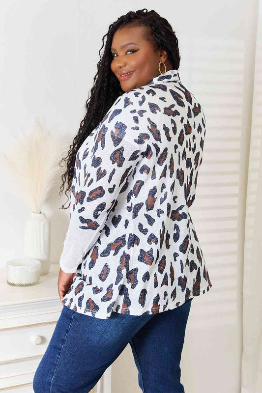 Double Take Leopard Long Sleeve Cardigan Shop One Place