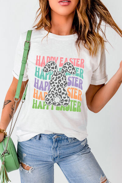HAPPY EASTER Round Neck Short Sleeve T-Shirt Shop One Place