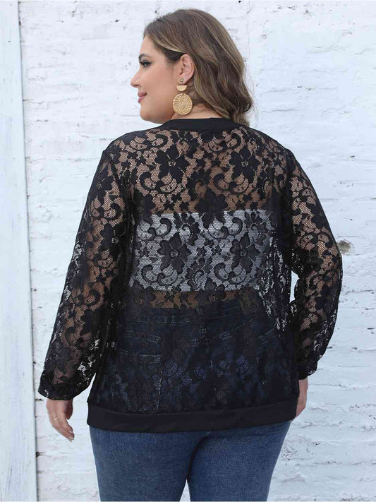 Plus Size Lace Open Front Cardigan Shop One Place
