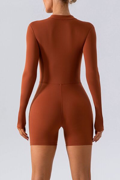 Half Zip Long Sleeve Active Romper Shop One Place