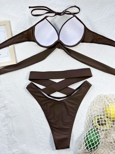 Crisscross Halter Neck Bikini Set Shop One Place