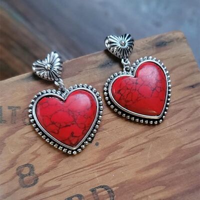 Artificial Turquoise Alloy Heart Dangle Earrings Shop One Place
