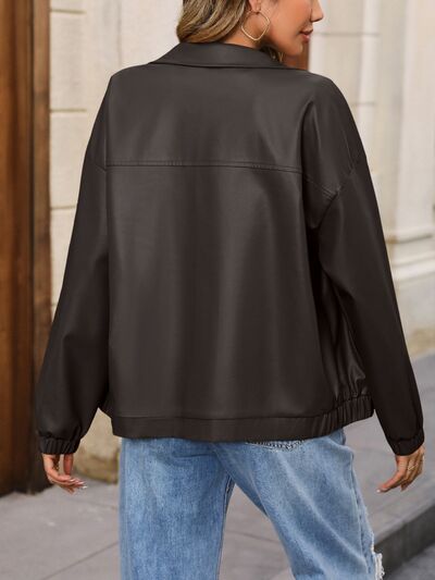 Zip Up Dropped Shoulder Jacket Shop One Place