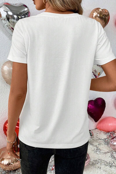 XOXO Lip Graphic Round Neck T-Shirt Shop One Place