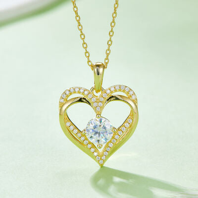1.2 Carat Moissanite 925 Sterling Silver Heart Necklace Shop One Place