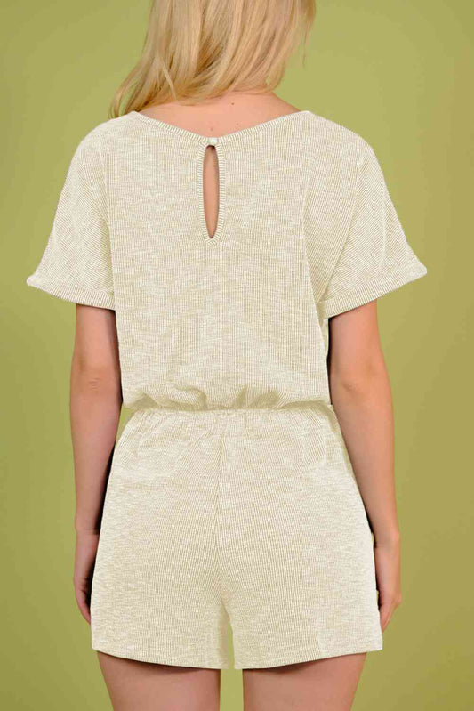 Round Neck Short Sleeve Romper with Pockets Shop One Place