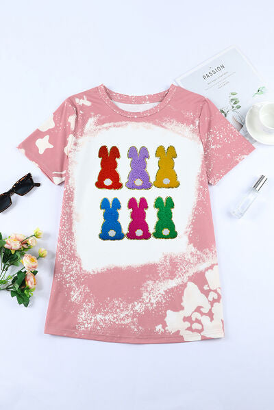 Rabbit Round Neck Short Sleeve T-Shirt Shop One Place