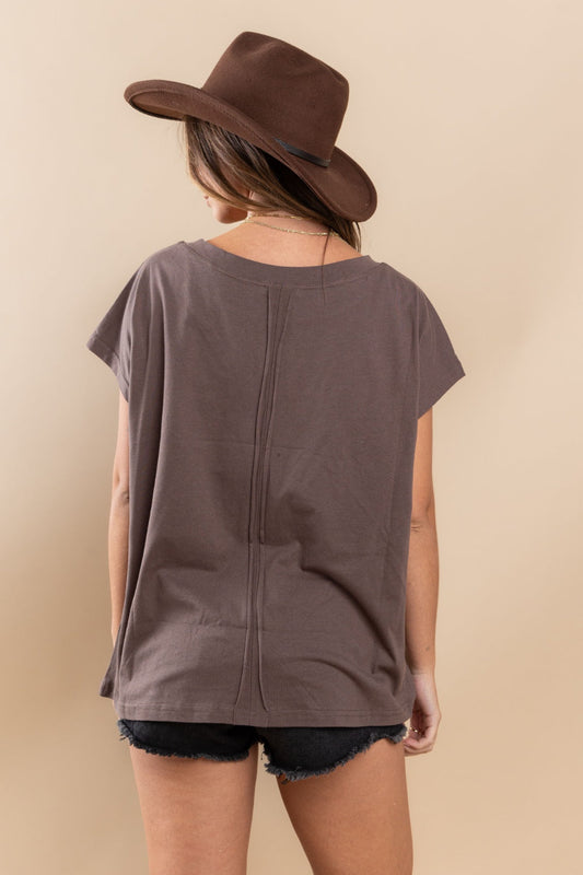 Ces Femme Fringe Detail Round Neck Short Sleeve Top Shop One Place