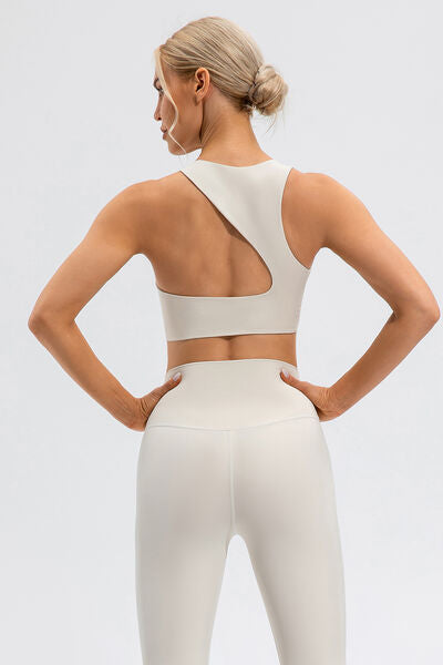 Round Neck Cutout Cropped Active Tank Shop One Place