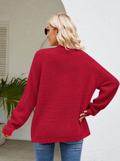 Open Front Raglan Sleeve Pocketed Cardigan Shop One Place