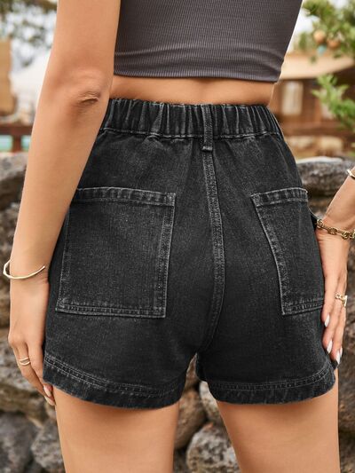 High Waist Denim Shorts with Pockets Shop One Place