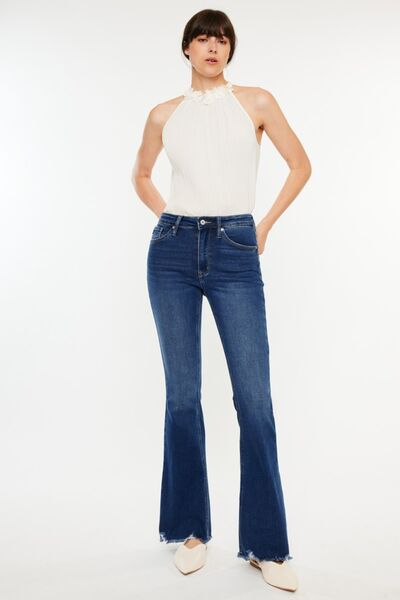 Kancan Cat's Whiskers Raw Hem Flare Jeans Shop One Place