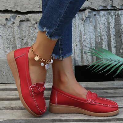 Weave Wedge Heeled Loafers Shop One Place