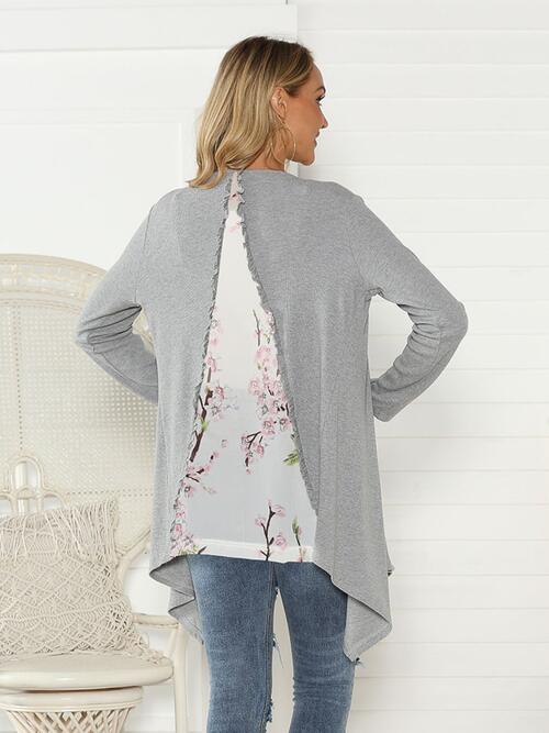 Floral Open Front Long Sleeve Cardigan Shop One Place