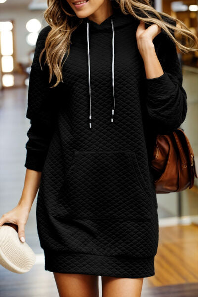 Drawstring Hooded Long Sleeve Mini Dress Shop One Place