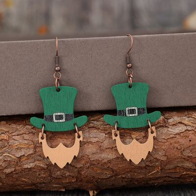 Wooden Hat Shape Dangle Earrings Shop One Place