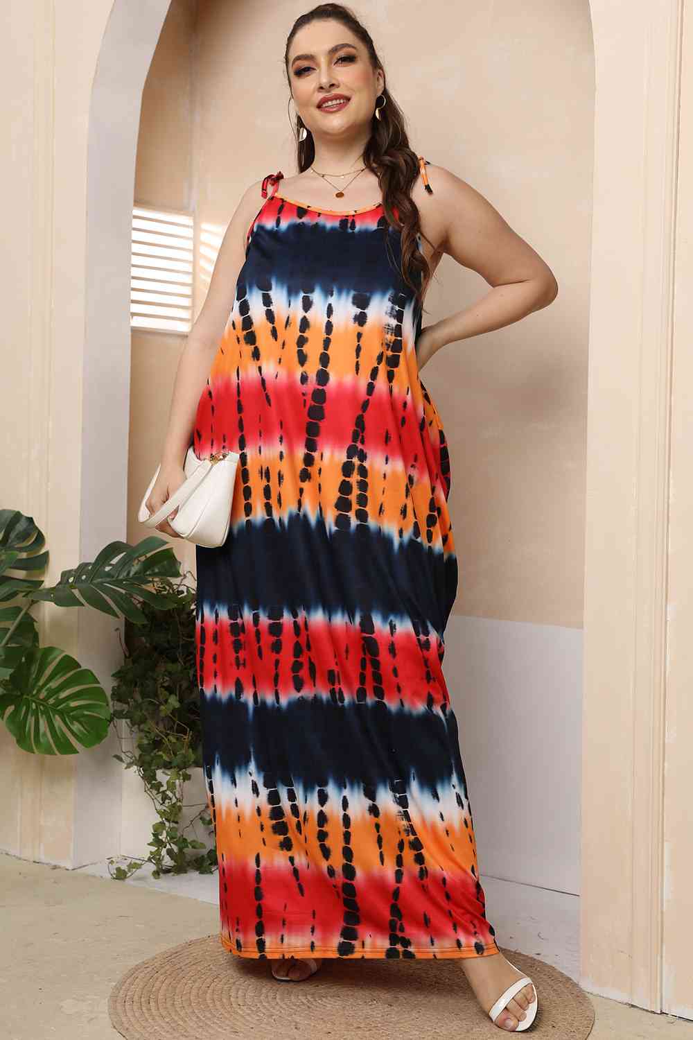 Plus Size Tie-Shoulder Maxi Dress Shop One Place